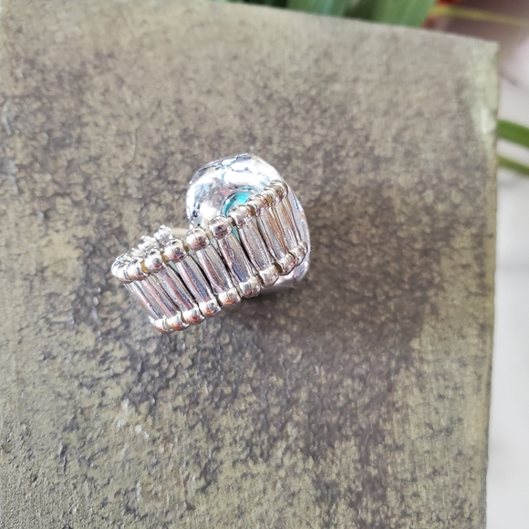Turquoise Stone Silver Tone Stretch Ring 💥3 for $24💥 - Picture 5 of 12
